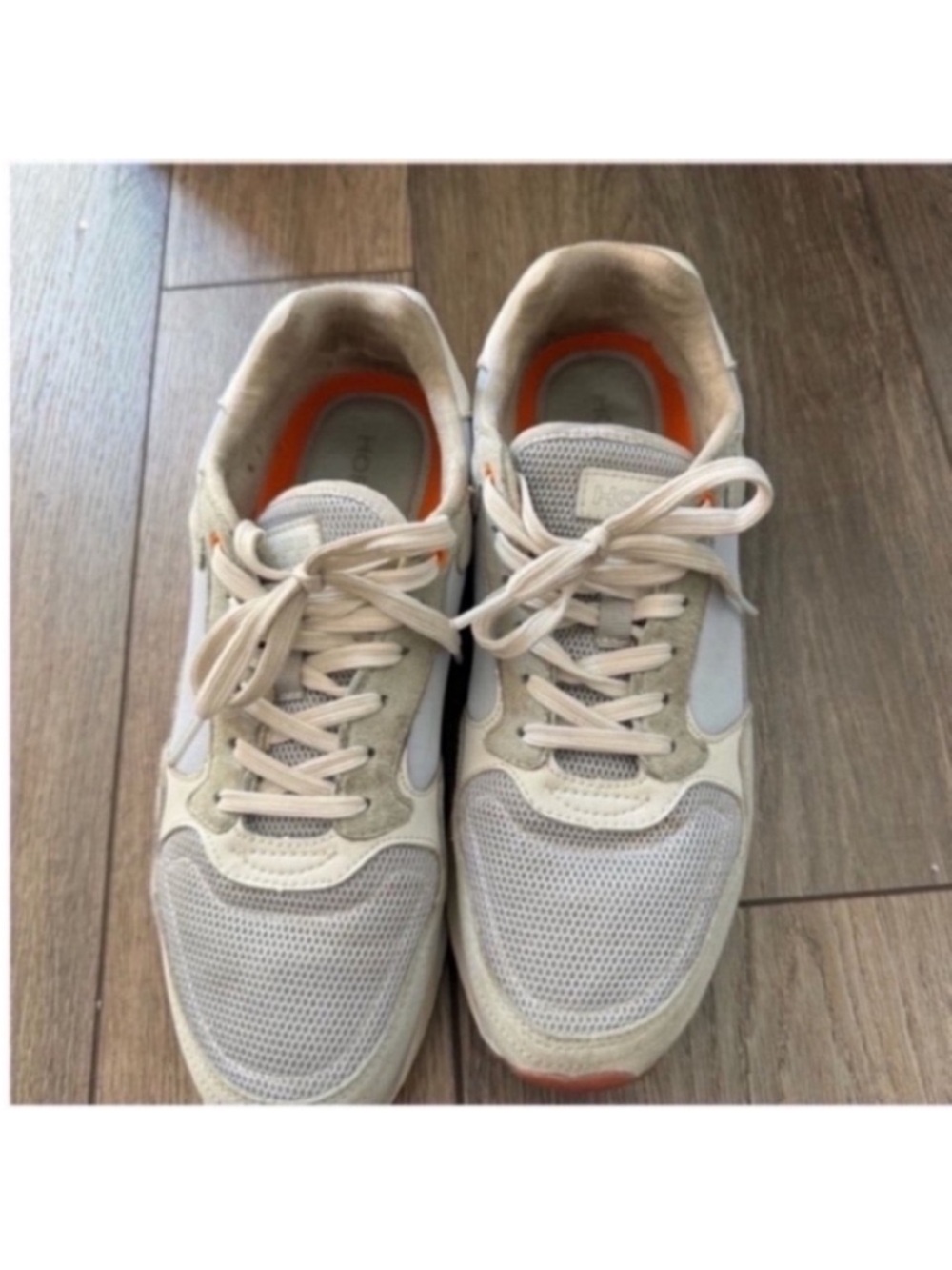 HOFF Women's Neutral Mesh & Lace-Up Sneakers in Light Blue and Orange Size 10
